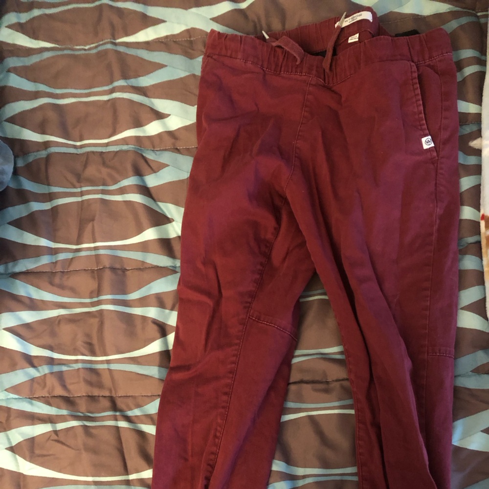 Burgundy and black joggers